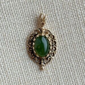 14k Gold Jade Pendant